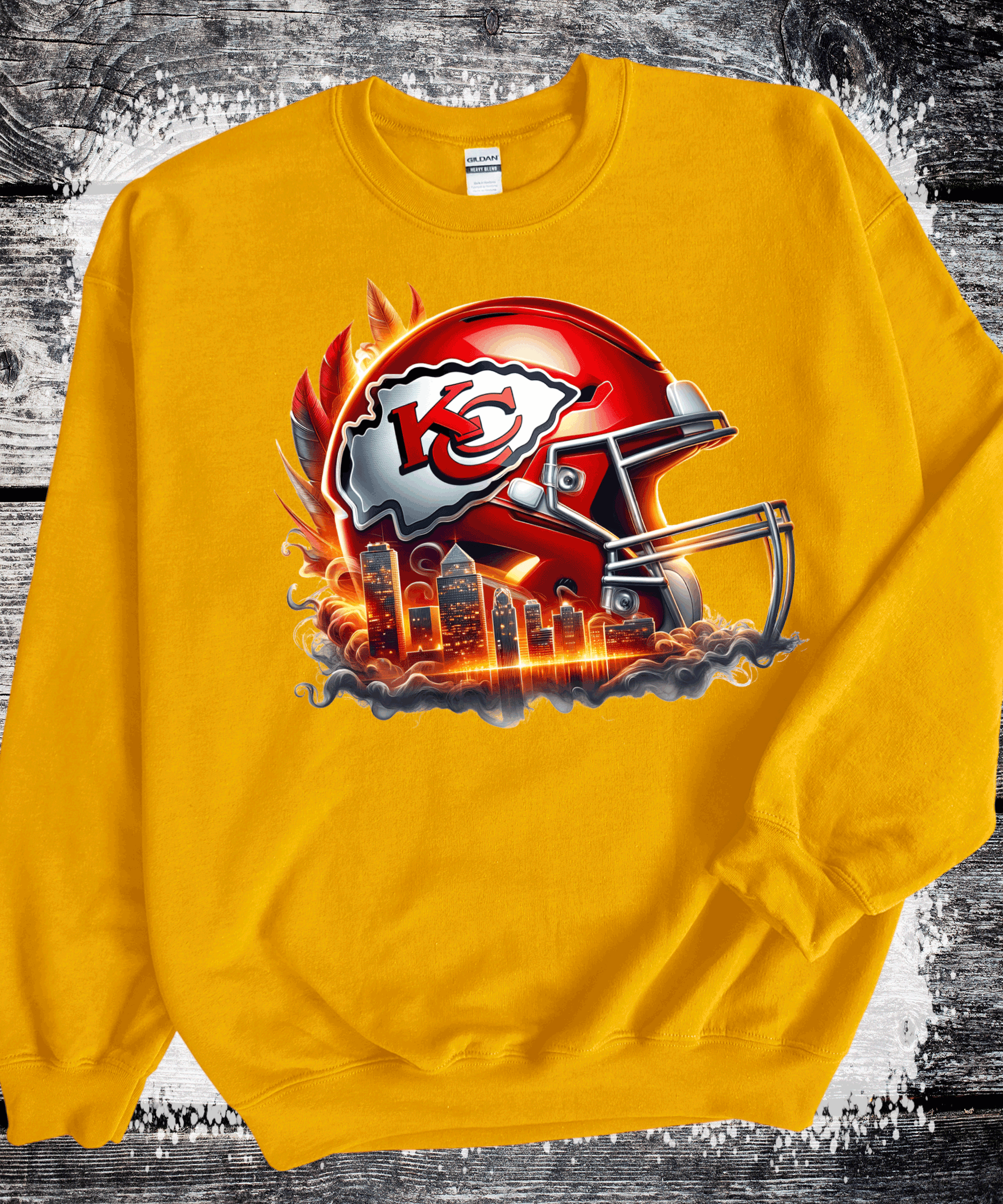 A Blessed Texas Mess Boutique Kansas City Football Chiefs Helmet Skyline T-Shirt, KC Football Tee, Game Day… — dtf / graphic shirts category context