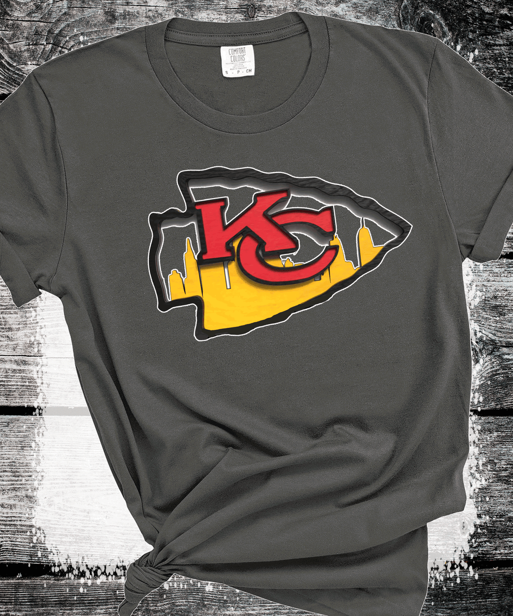 A Blessed Texas Mess Boutique Super Bowl Kansas City Football Chiefs T-Shirt, KC Football Tee, Game Day… — A Blessed Texas Mess Boutique branding close-up