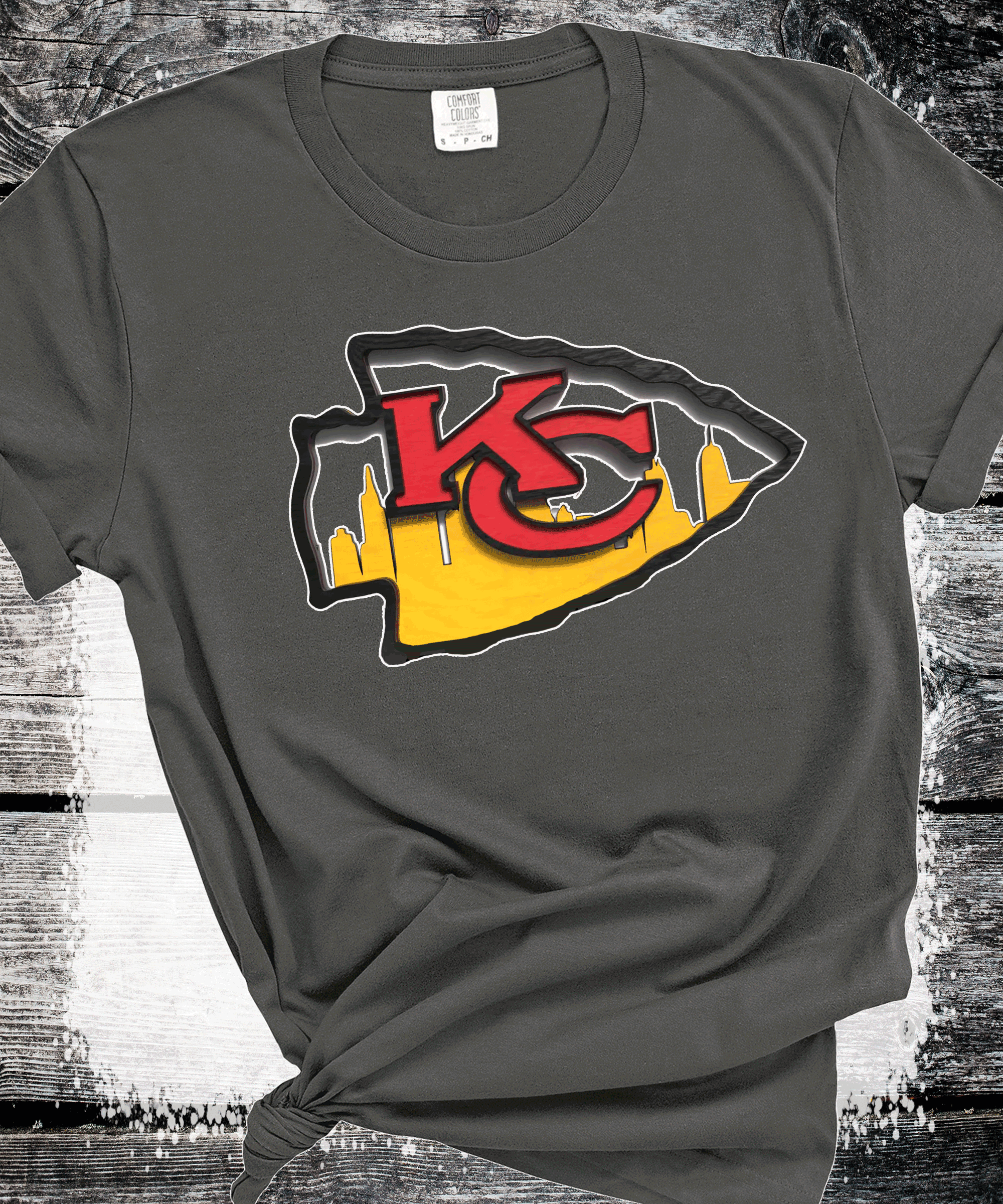 A Blessed Texas Mess Boutique Super Bowl Kansas City Football Chiefs T-Shirt, KC Football Tee, Game Day… — A Blessed Texas Mess Boutique branding close-up