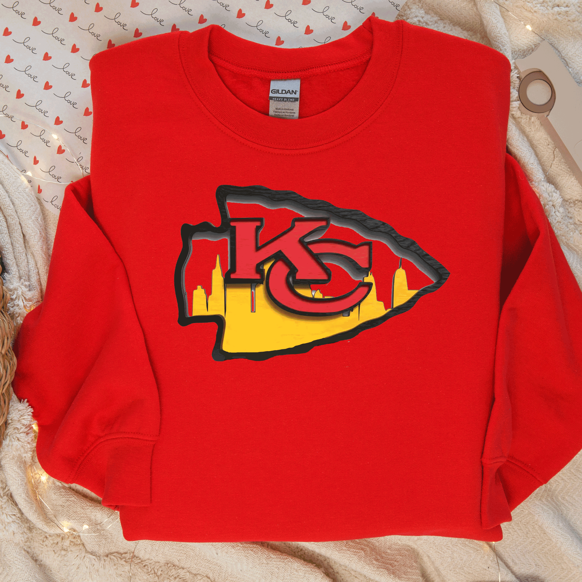 A Blessed Texas Mess Boutique Super Bowl Kansas City Football Chiefs T-Shirt, KC Football Tee, Game Day… — construction detail