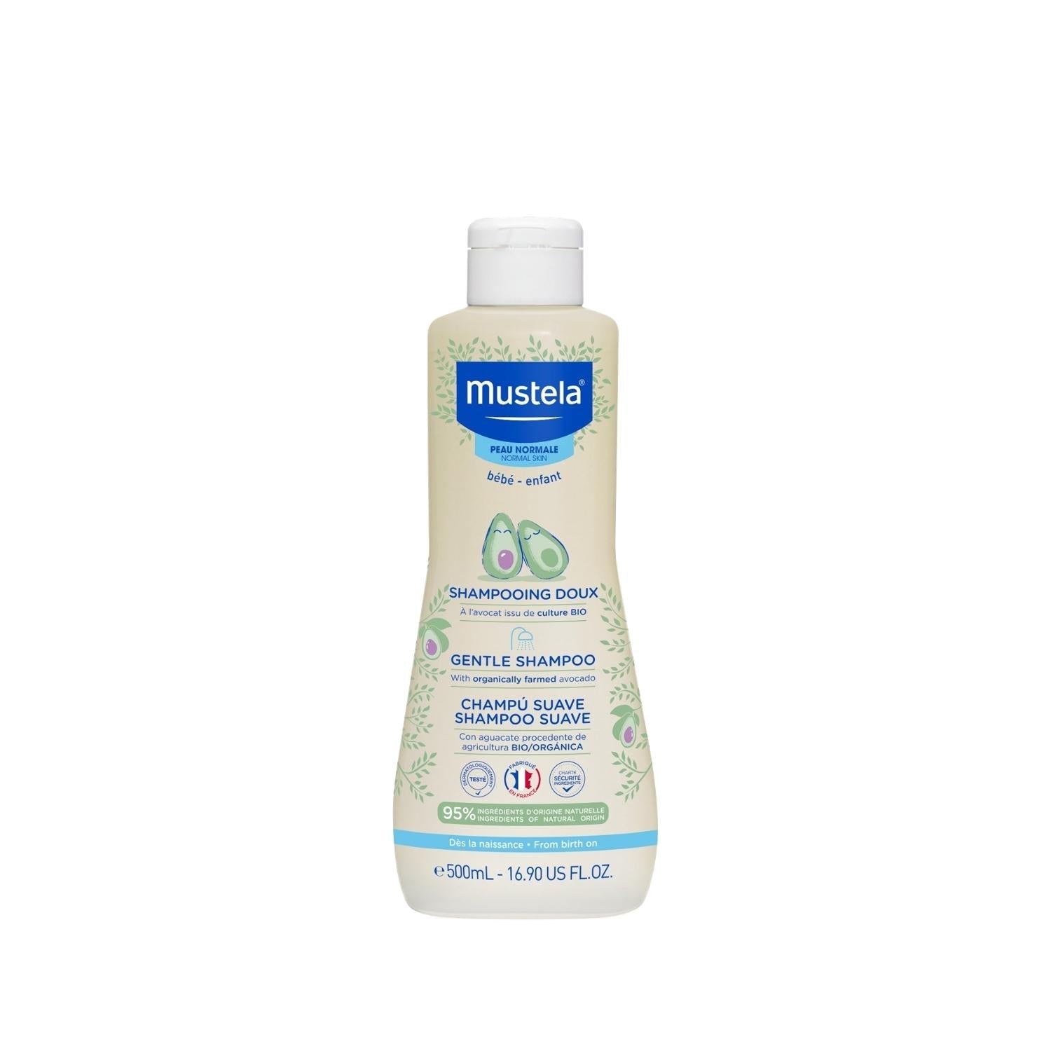 Mustela Gentle Baby Shampoo, 500ml - Gentle, Natural, and Hypoallergenic for Sensitive Baby Skin