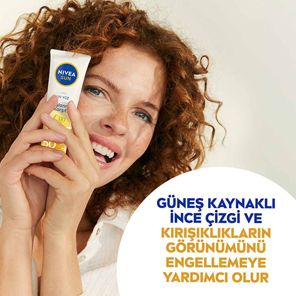 Nivea Sun SPF 50+ Anti-Aging Q10 Facial Sunscreen: Daily Sun Protection for Wrinkles & Dark Spots, Broad Spectrum UVA/UVB Defense