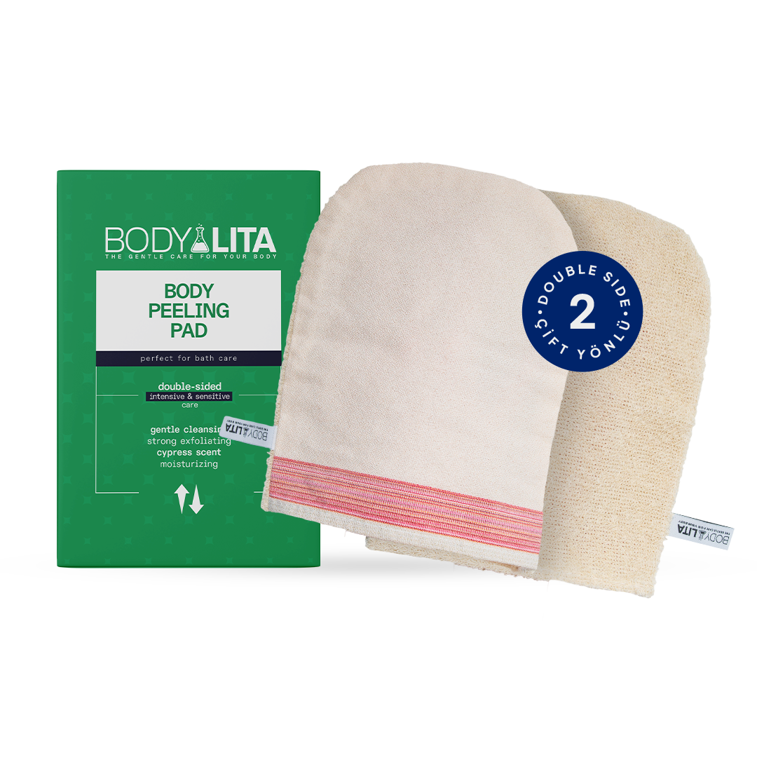 BodyLita Dual-Sided Bamboo & Silk Bath Loofah, Exfoliating & Smoothing Body Pouf