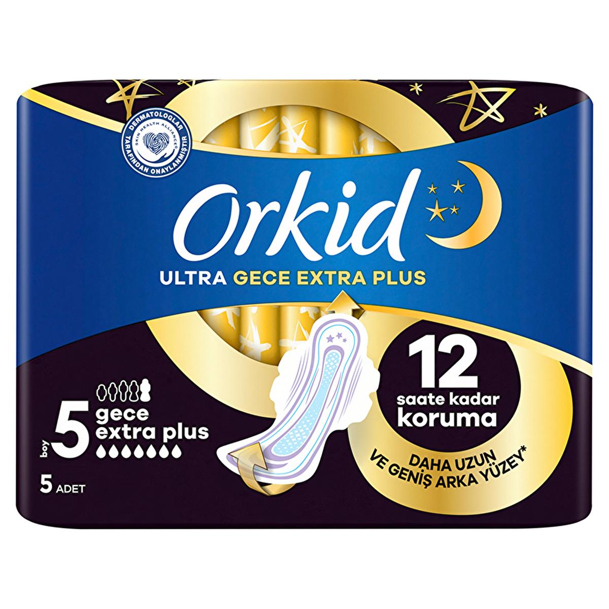 Orkid Ultra Gece Extra Plus (Boy 5) - Overnight Hygienic Pads with LeakGuard Technology