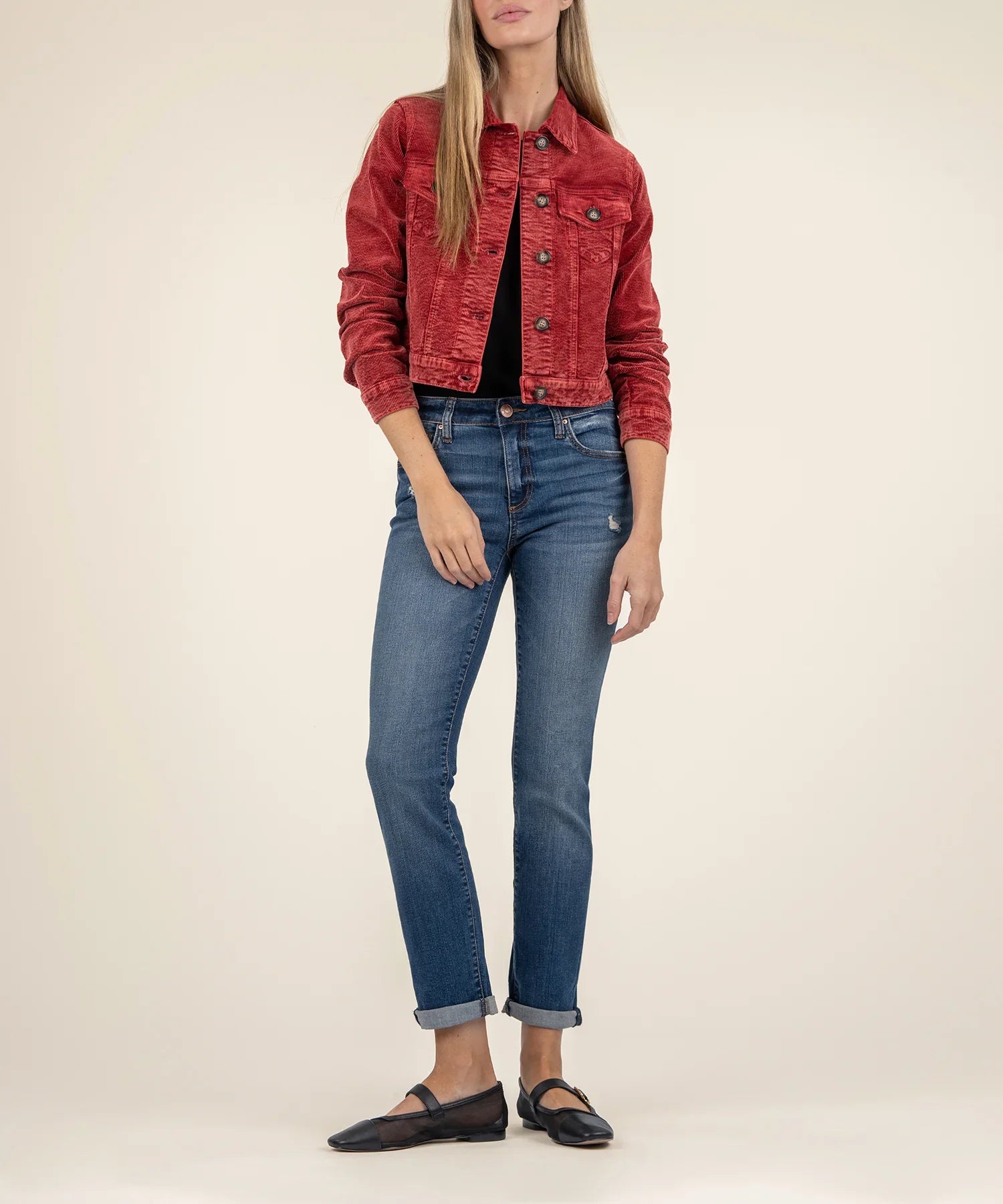 KADOU BOUTIQUE Julie Corduroy Crop Jacket — main product shot