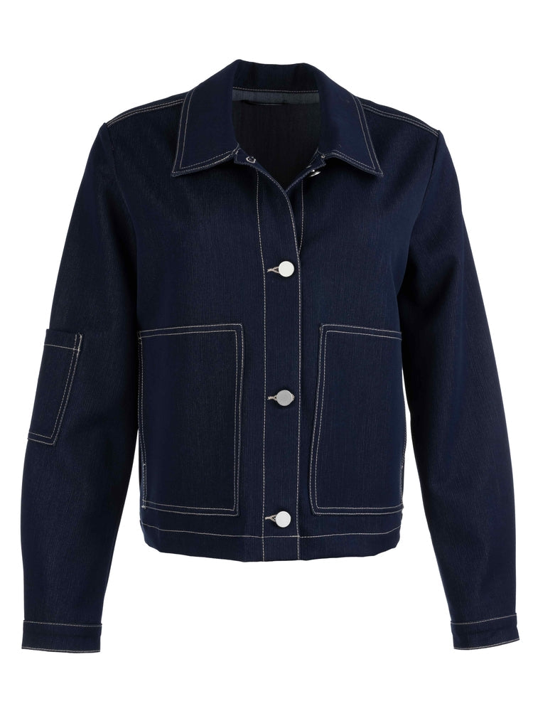 KADOU BOUTIQUE Jolene Collar Denim Jacket — alternative angle