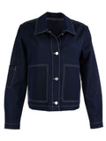 KADOU BOUTIQUE Jolene Collar Denim Jacket — alternative angle