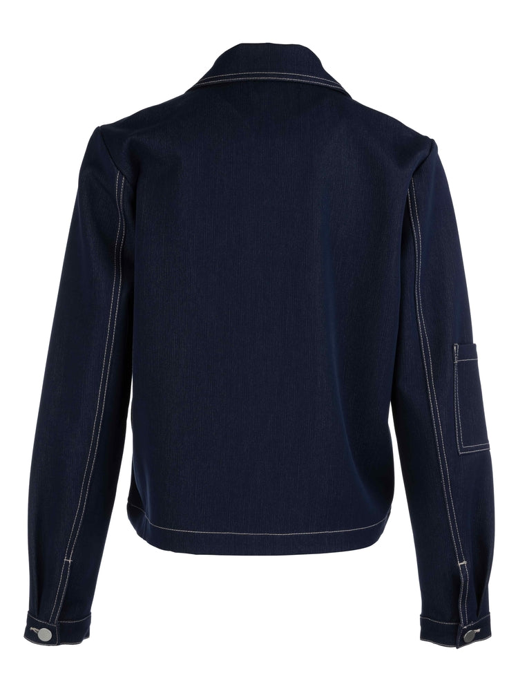 KADOU BOUTIQUE Jolene Collar Denim Jacket — in-use photo