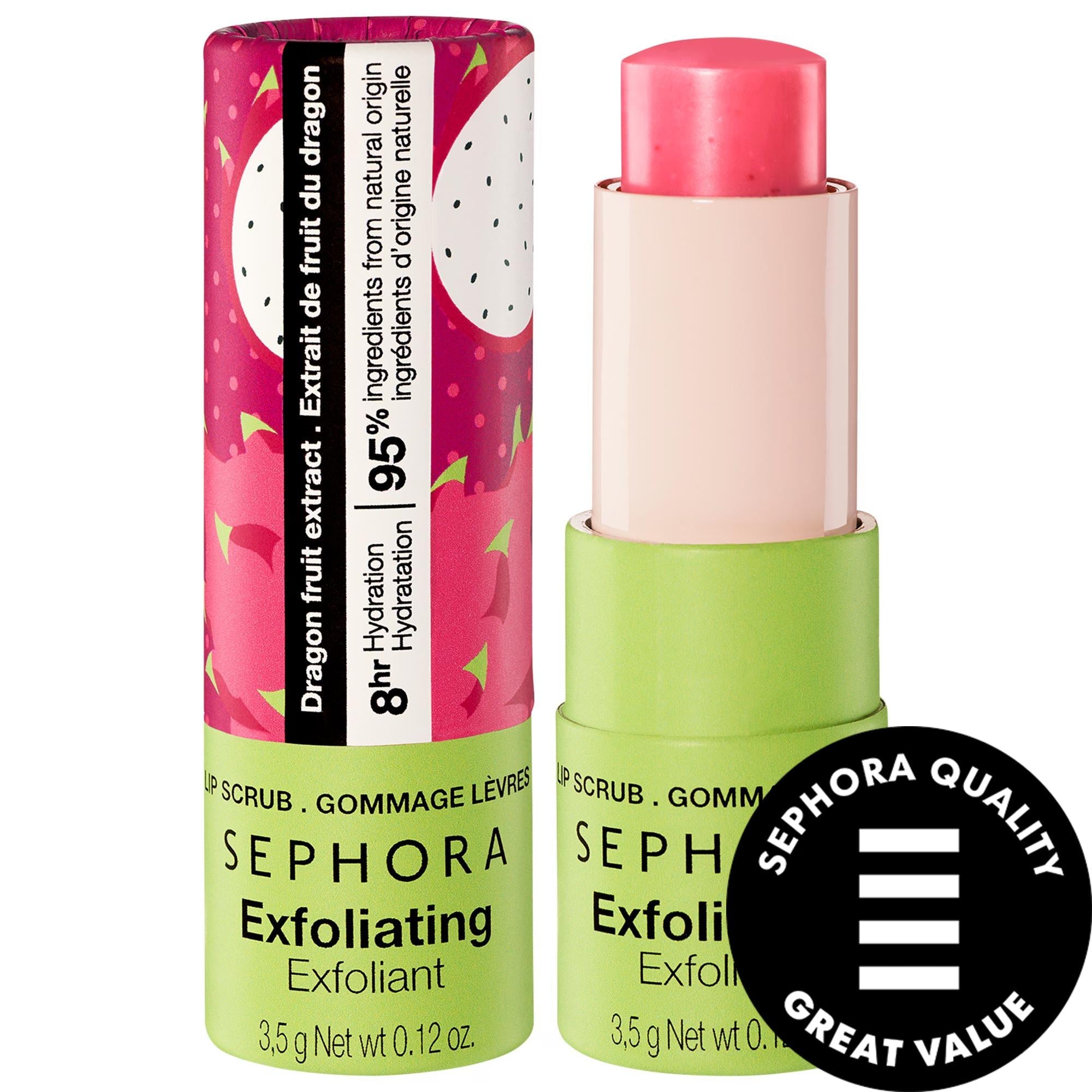 Sephora Collection Natural Exfoliating Lip Scrub: Smooth, Hydrated Lips with Dragon Fruit & Rose - Gentle, Dermatologically Tested