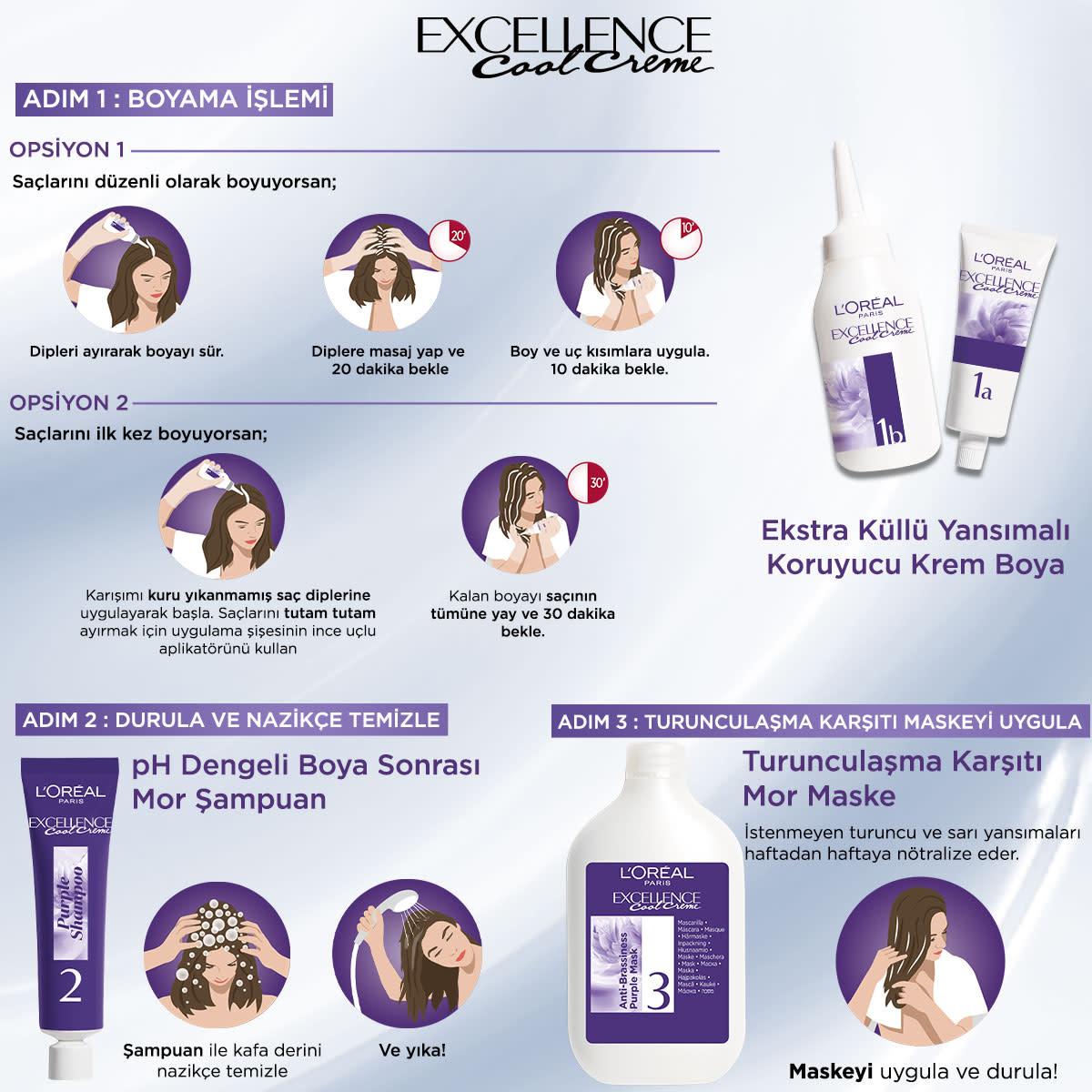 Loreal Paris Excellence Cool Creme Hair Dye 6.11 - Long Lasting Cool Tones & Nourishing Hair Color