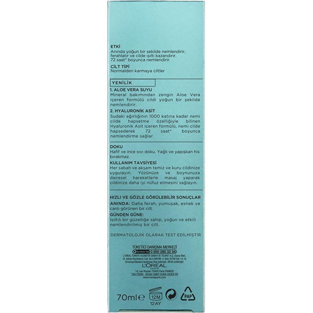 L'Oreal Paris Moisturizing Face Cream with Aloe Vera - Hydrating Face Care for Dry to Combination Skin