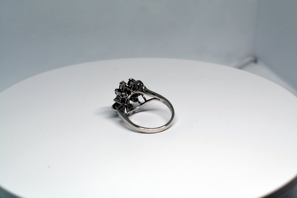 Just Neat Stuff Blue Sapphire & Rhinestones Cluster Cocktail Ring — side view