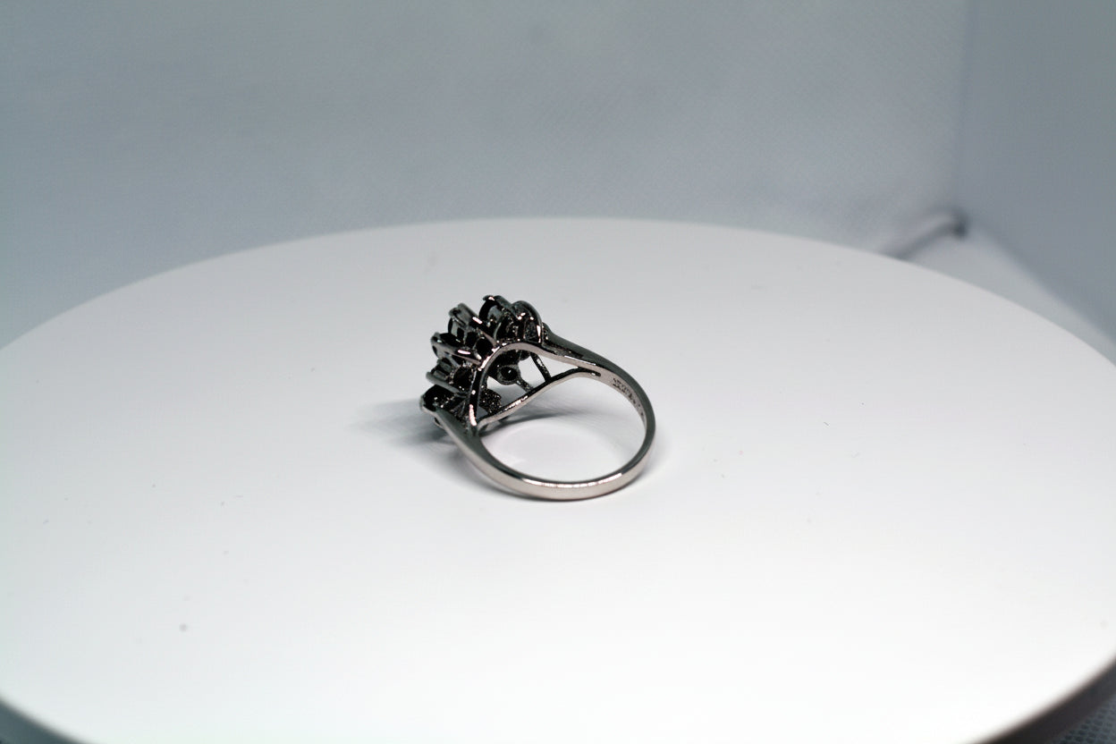 Just Neat Stuff Blue Sapphire & Rhinestones Cluster Cocktail Ring — side view