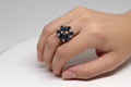 Just Neat Stuff Blue Sapphire & Rhinestones Cluster Cocktail Ring — main product shot