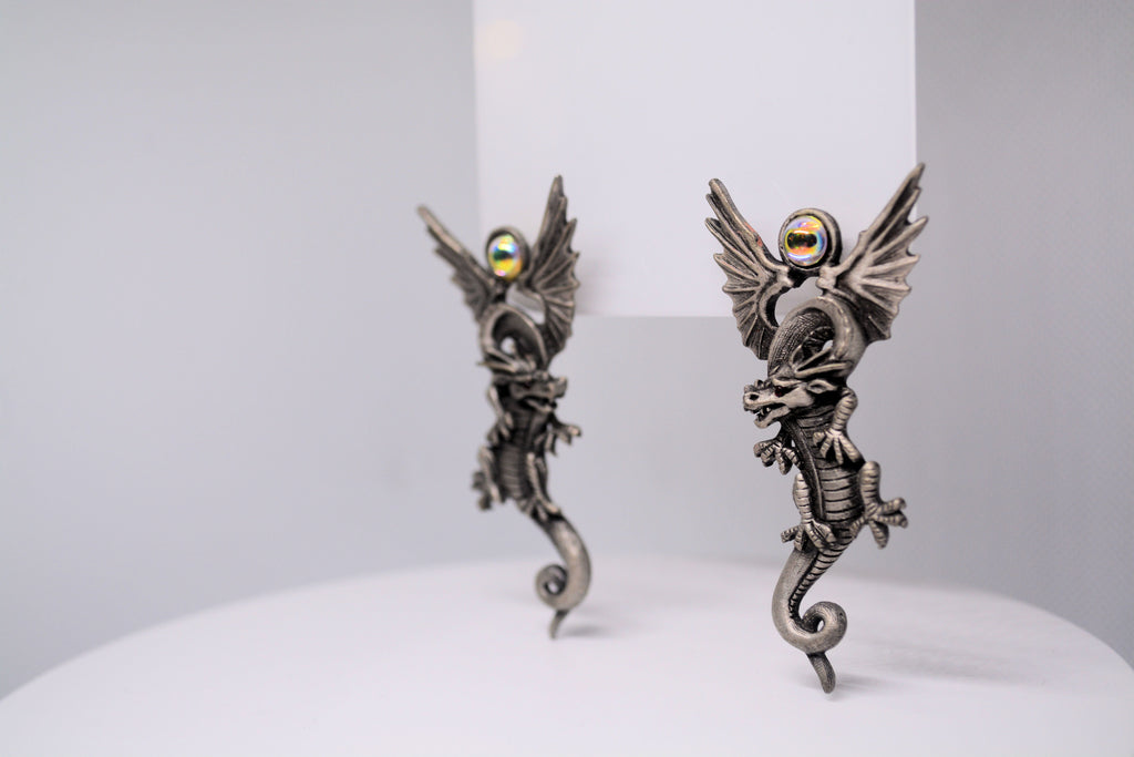 Just Neat Stuff Dragon Earrings — side view