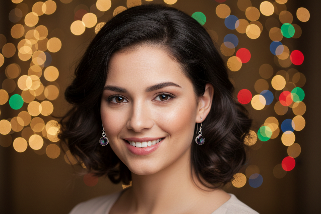 Just Neat Stuff Mystic Topaz earrings — detail close-up