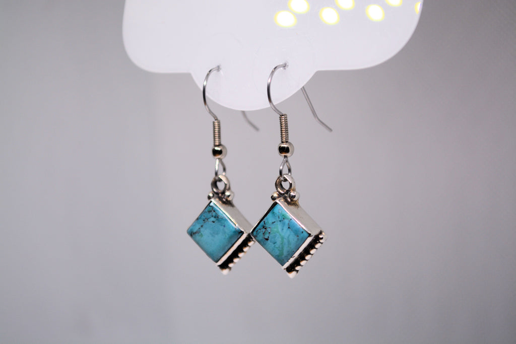 Just Neat Stuff Turquoise square drops — side view