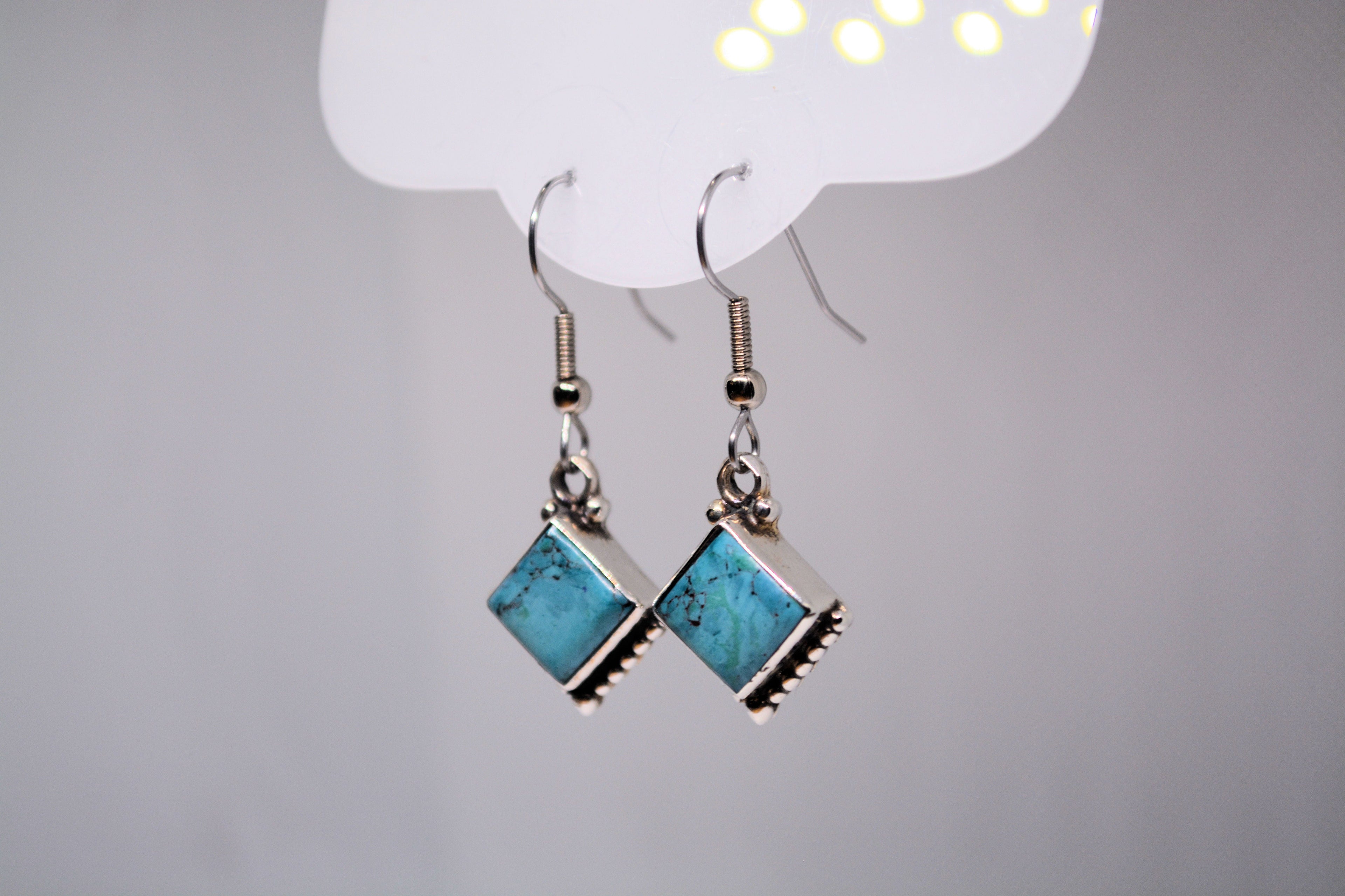 Just Neat Stuff Turquoise square drops — side view