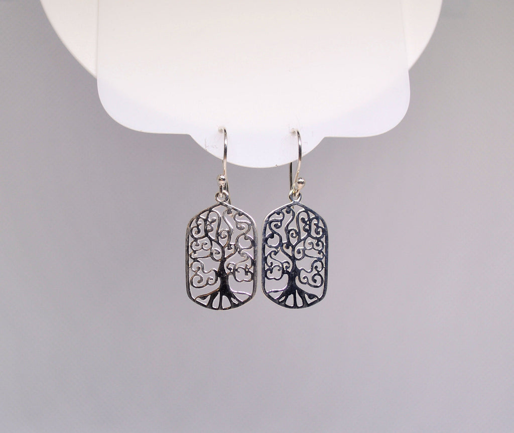 Just Neat Stuff Filigree Tree of Life Drop Dangle Earrings — back view
