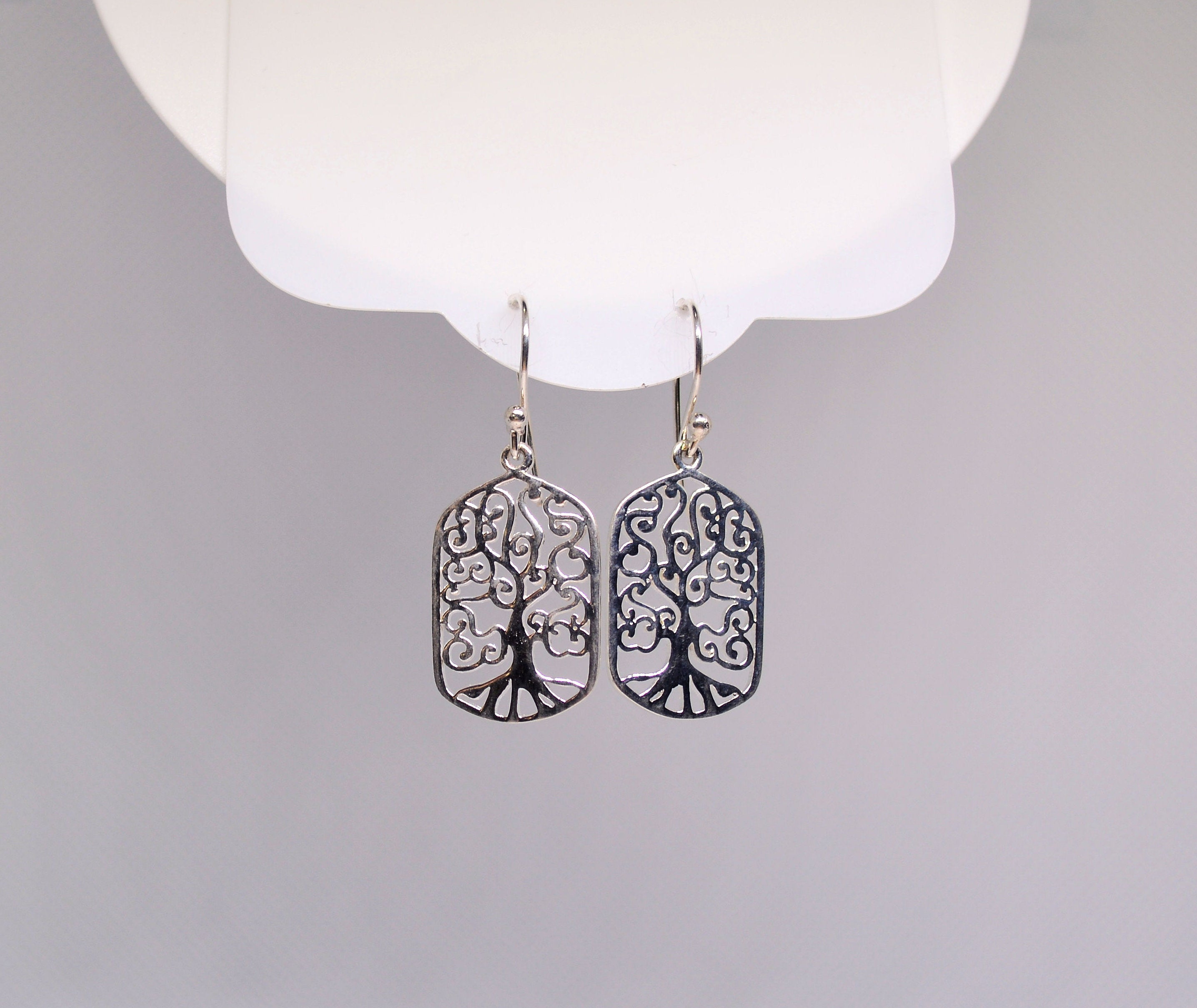 Just Neat Stuff Filigree Tree of Life Drop Dangle Earrings — back view