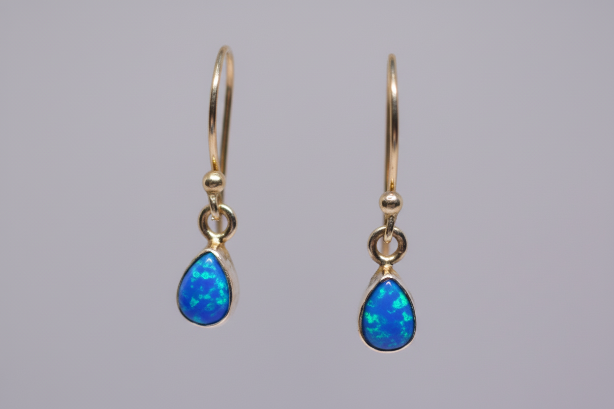 Just Neat Stuff Blue Opal Teardrops — side view