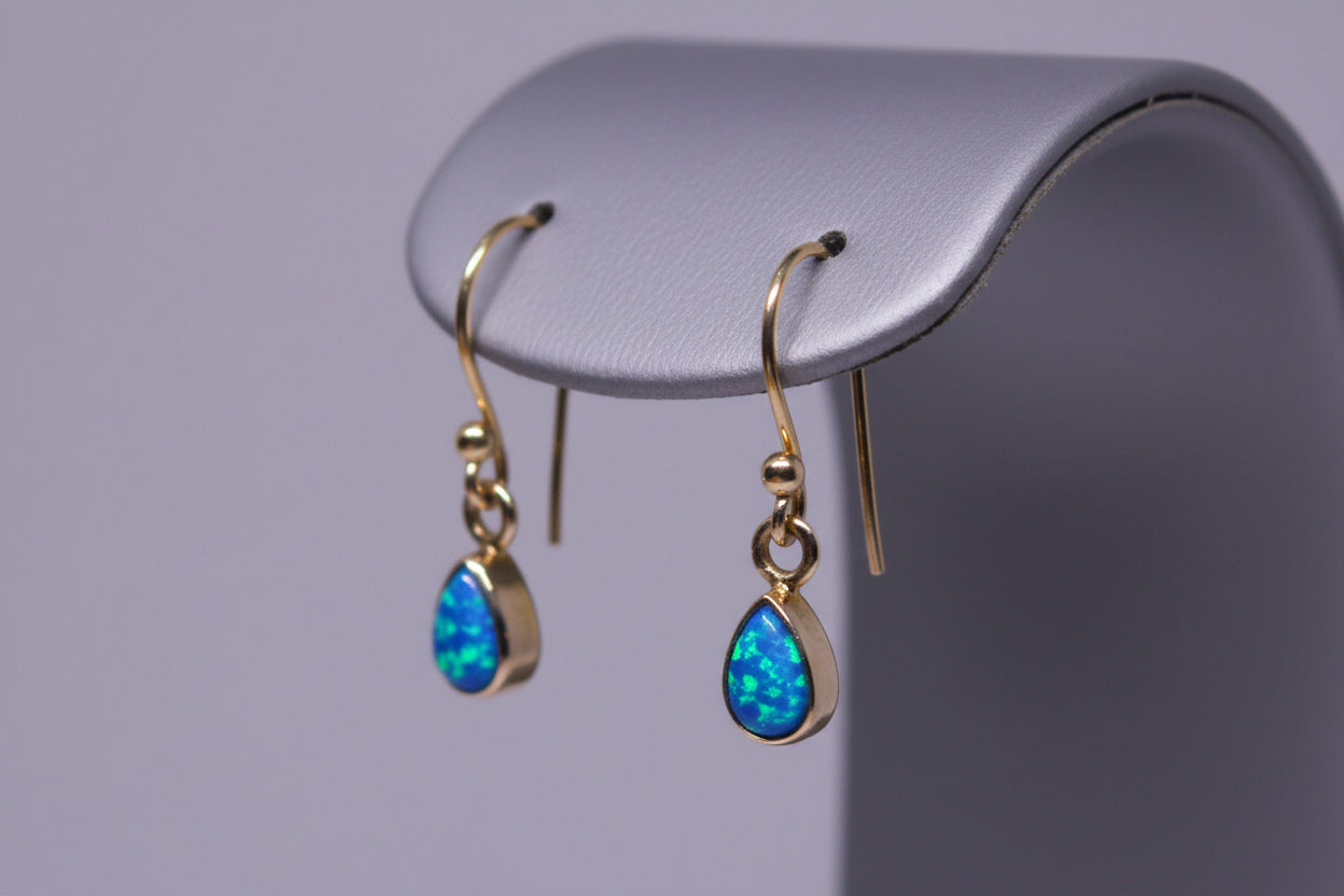 Just Neat Stuff Blue Opal Teardrops — detail close-up