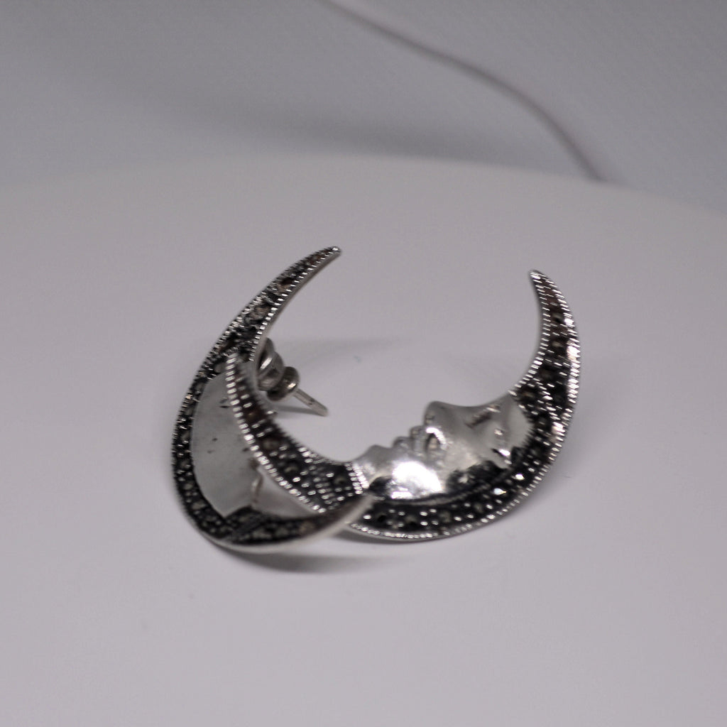 Just Neat Stuff Moon Earrings — detail close-up
