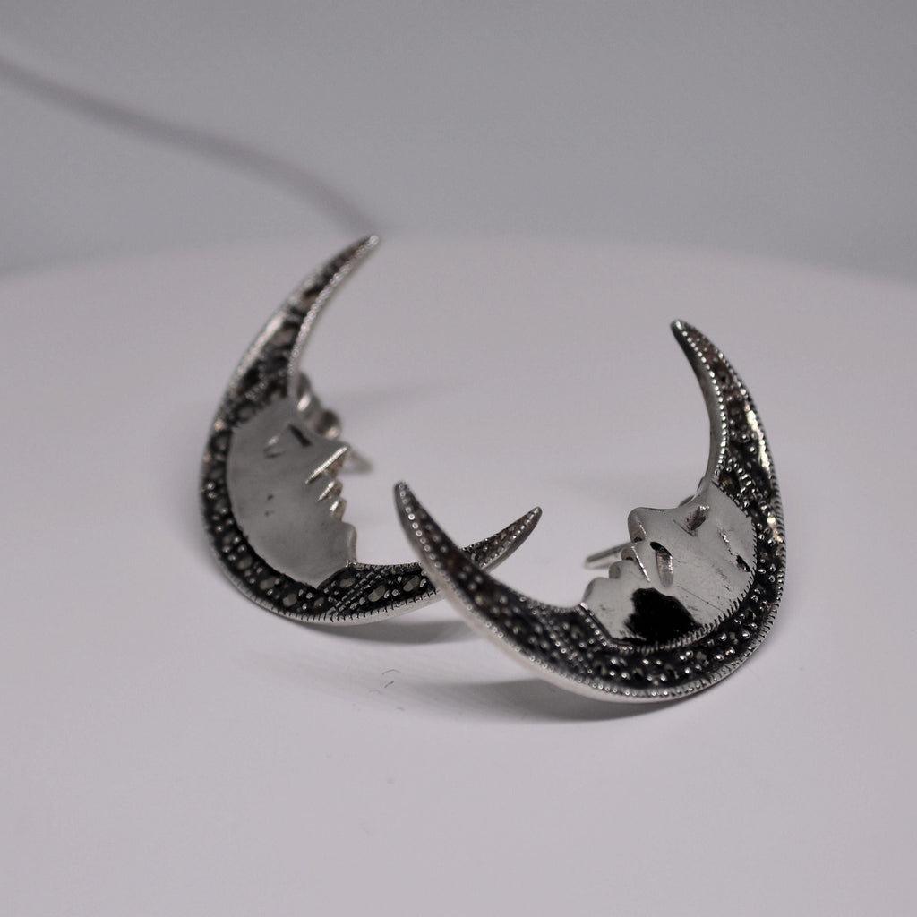 Just Neat Stuff Moon Earrings — side view