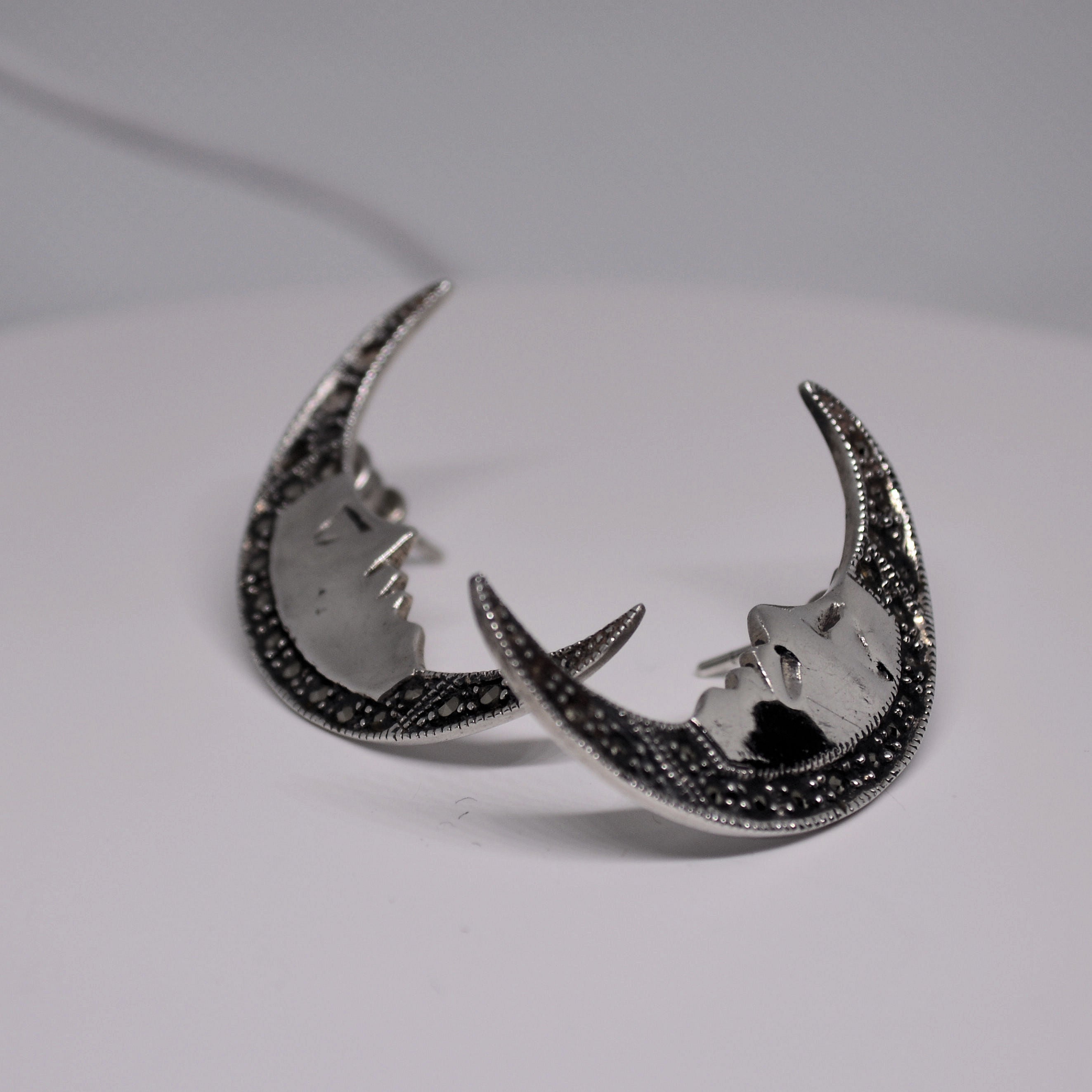 Just Neat Stuff Moon Earrings — side view