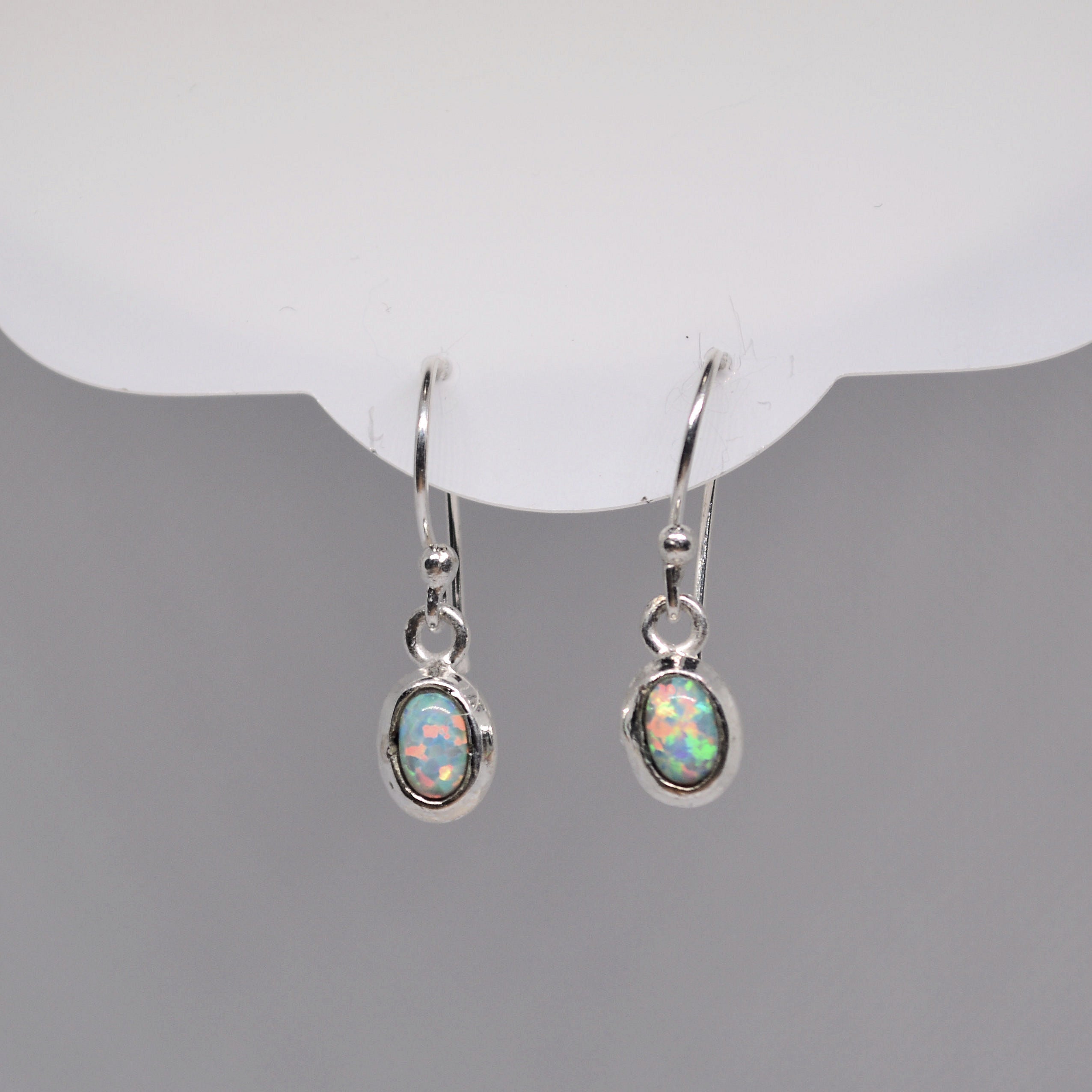 Just Neat Stuff White Opal Earrings — back view