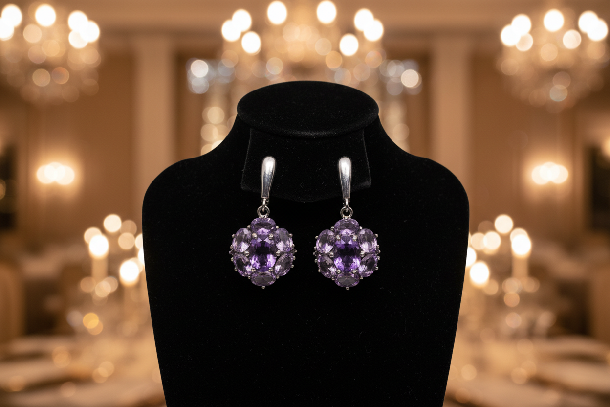 Just Neat Stuff Dazzling Amethyst Earrings — main product shot