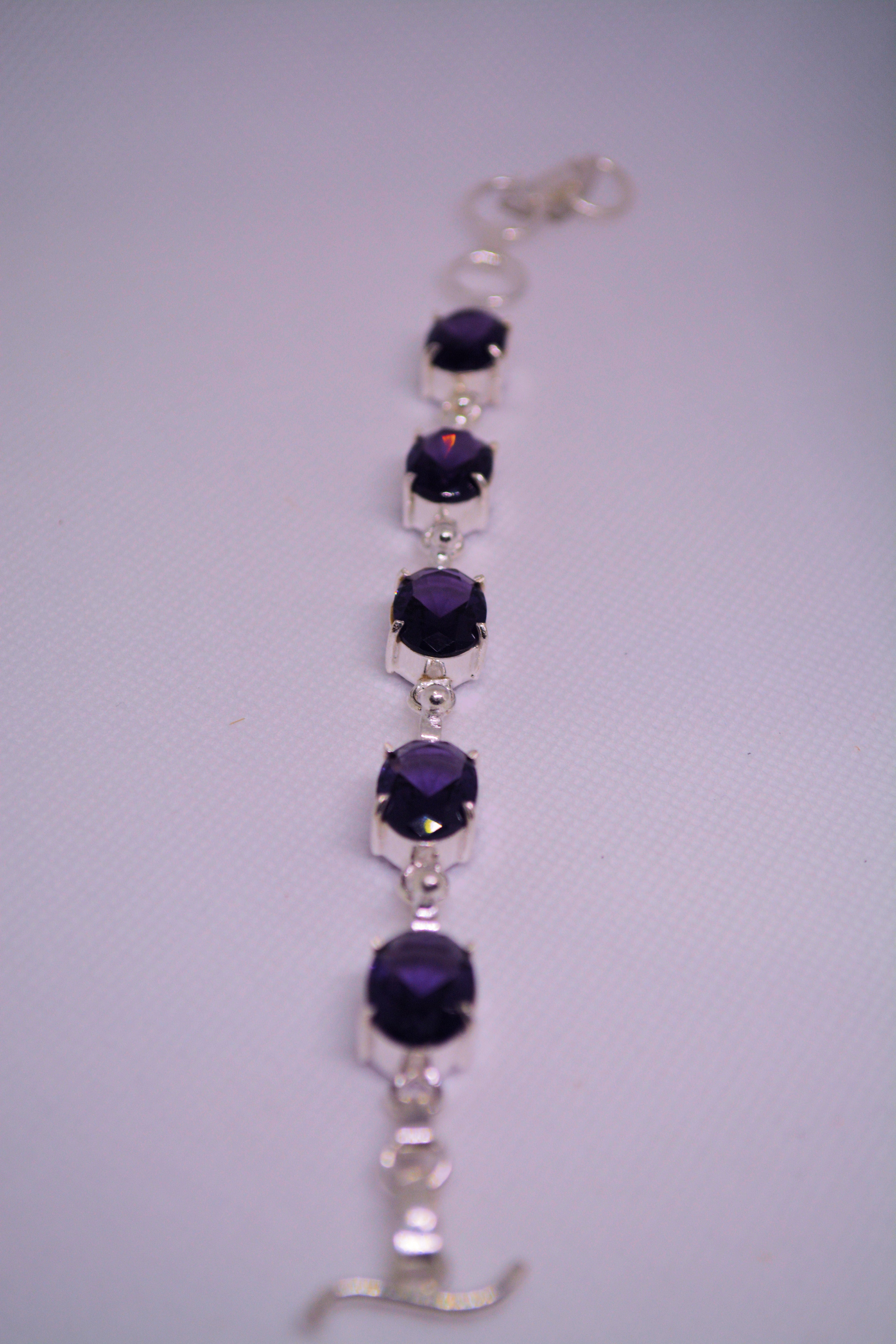 Amethyst and Sterling Silver Bracelet