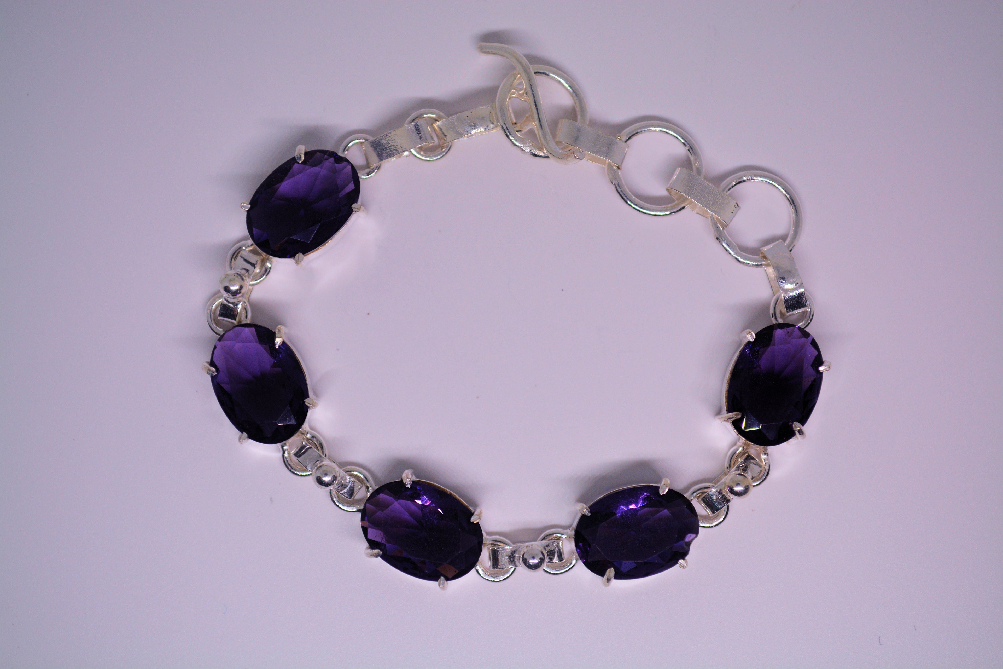 Amethyst and Sterling Silver Bracelet