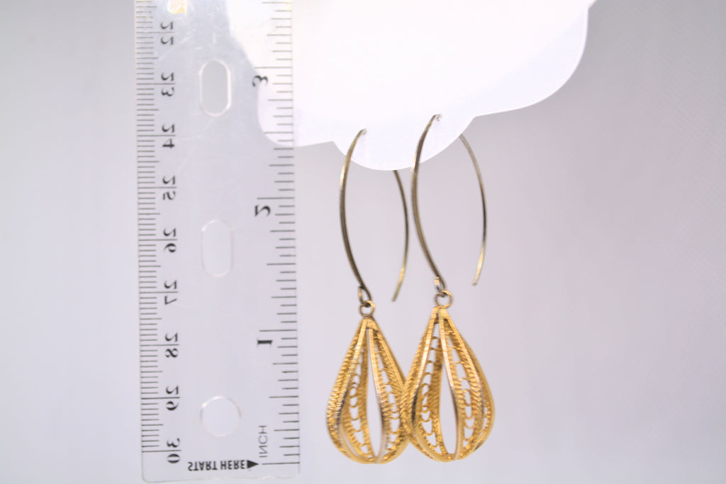 Just Neat Stuff Gold Ornate Drop Earrings — side view