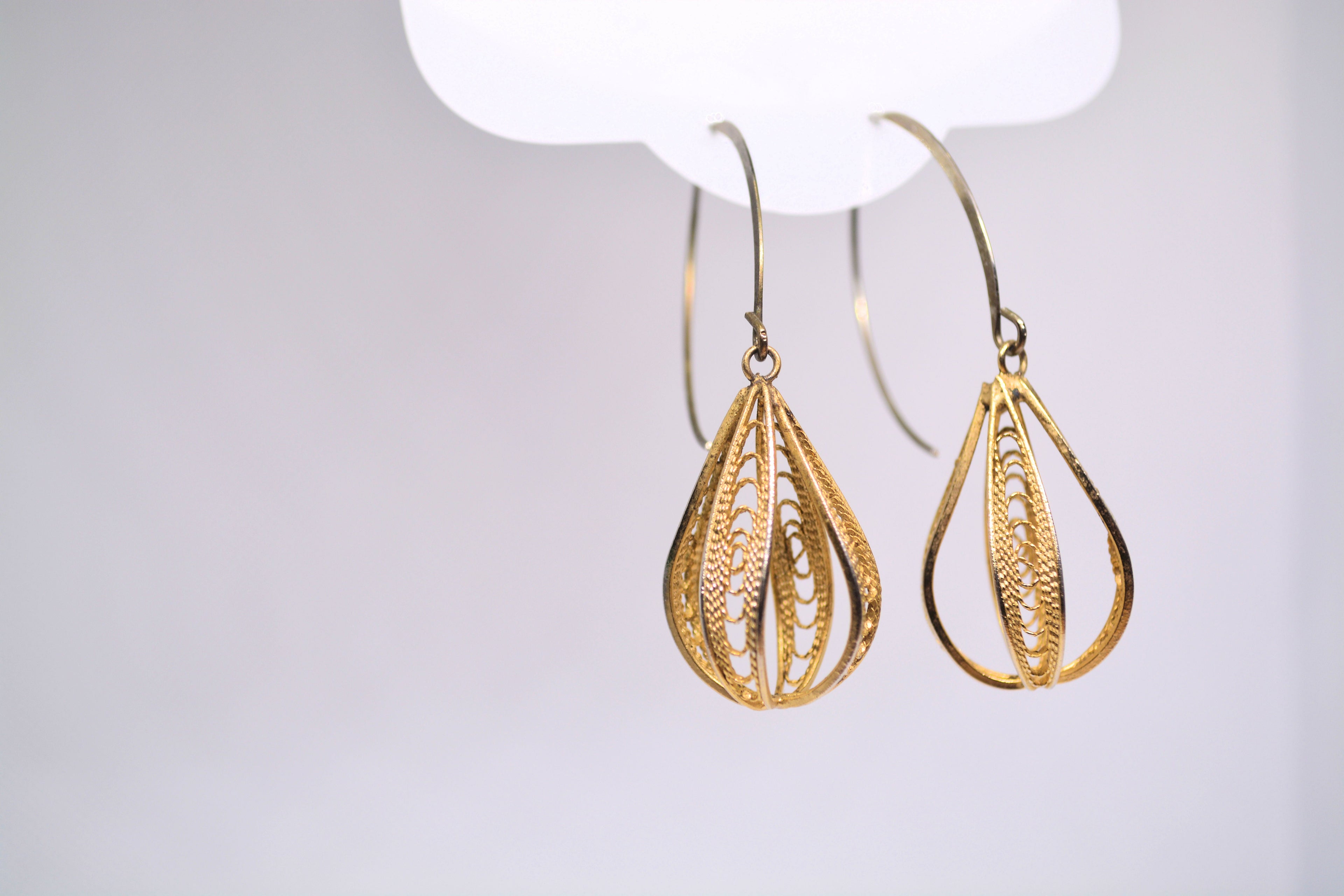 Just Neat Stuff Gold Ornate Drop Earrings — alternative angle