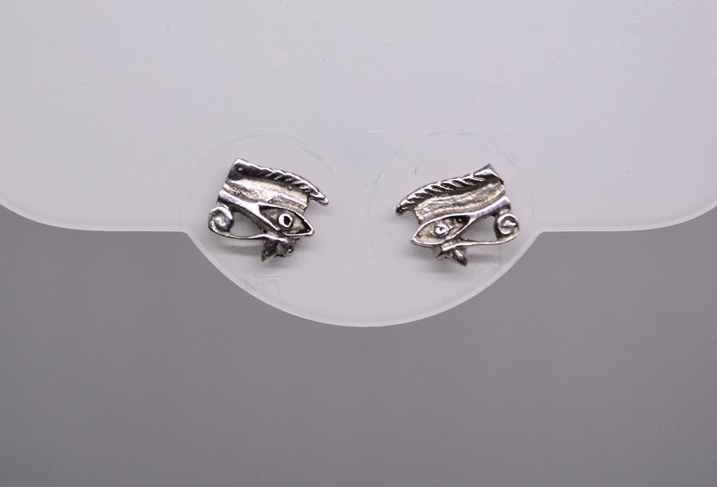 Just Neat Stuff Mystical Eye of Horus Silver Stud Earrings — Silver detail