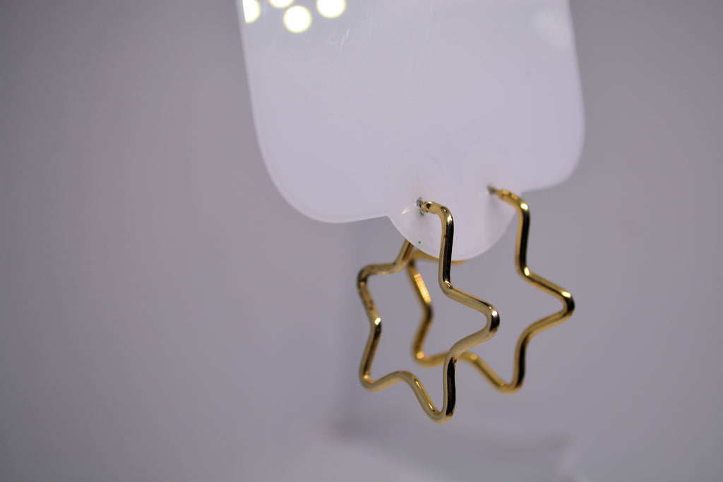 Just Neat Stuff Golden Star Earrings — side view
