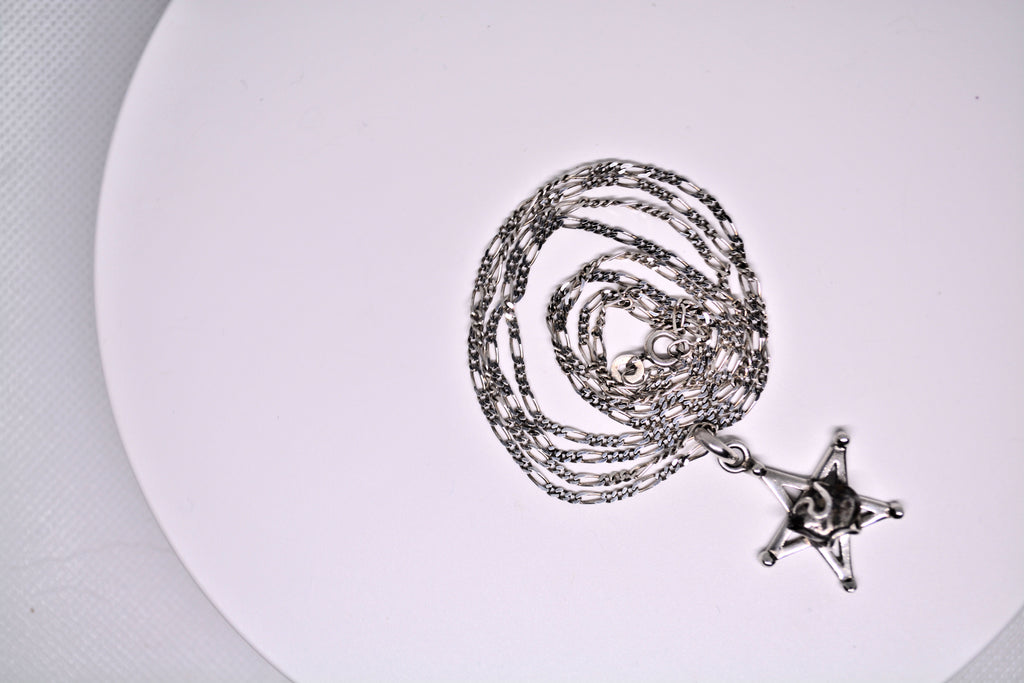 Just Neat Stuff Starborn Campo del Cielo Meteorite Star Pendant in Sterling Silver — Silver detail