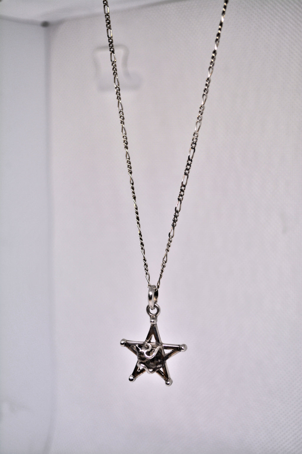 Just Neat Stuff Starborn Campo del Cielo Meteorite Star Pendant in Sterling Silver — lifestyle worn / used context