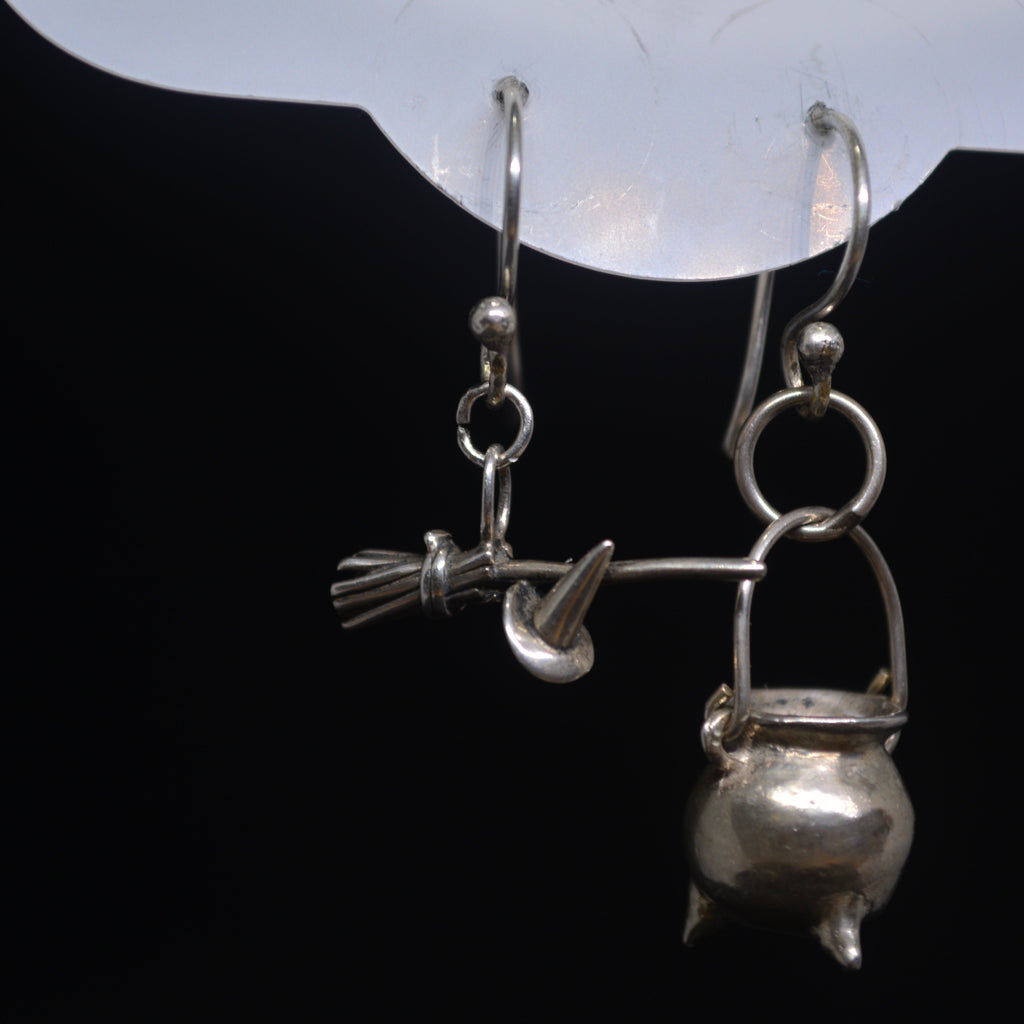 Just Neat Stuff Witches Tools Earrings — detail close-up