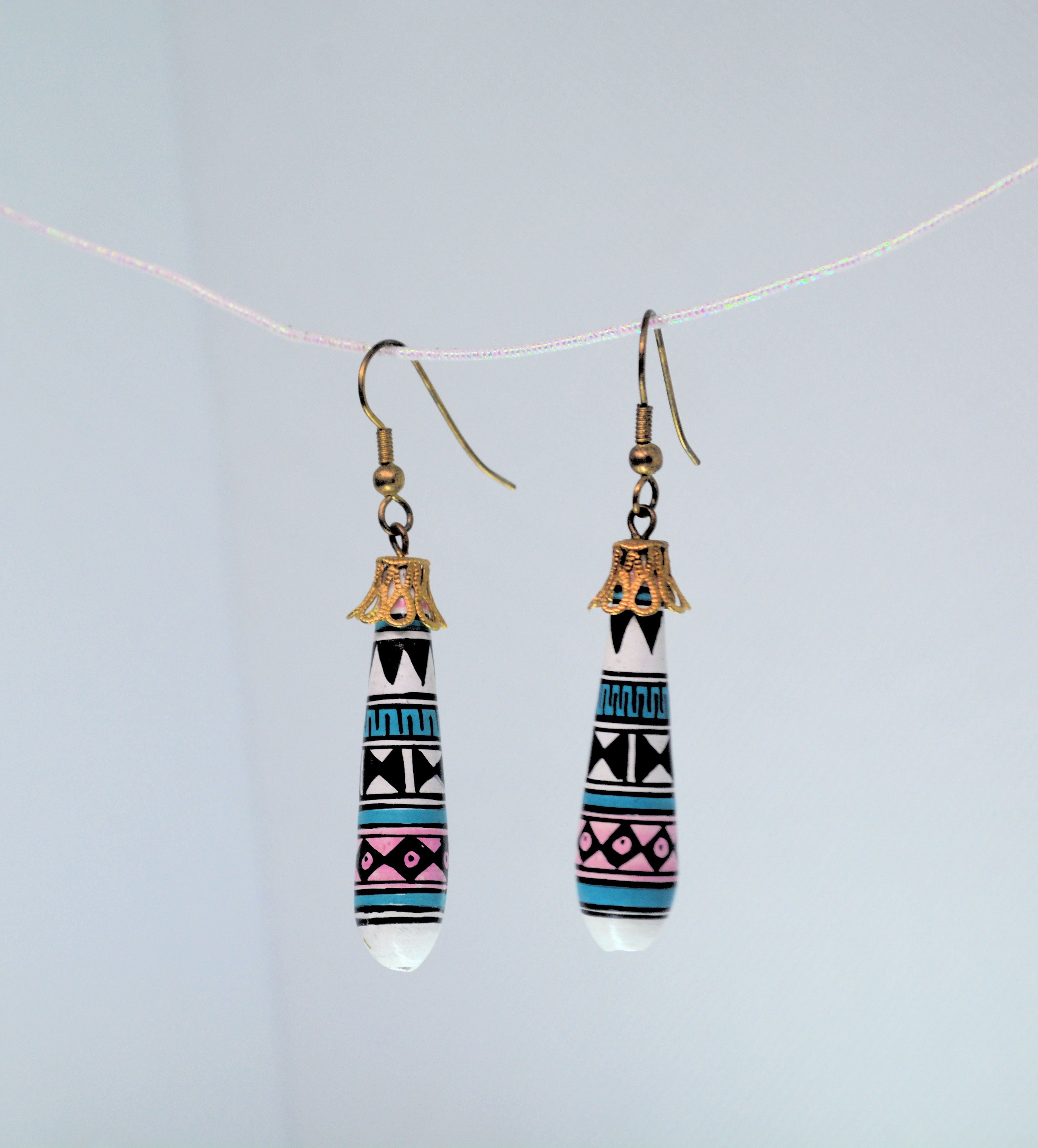 Just Neat Stuff Pottery Dangle Earrings — detail close-up