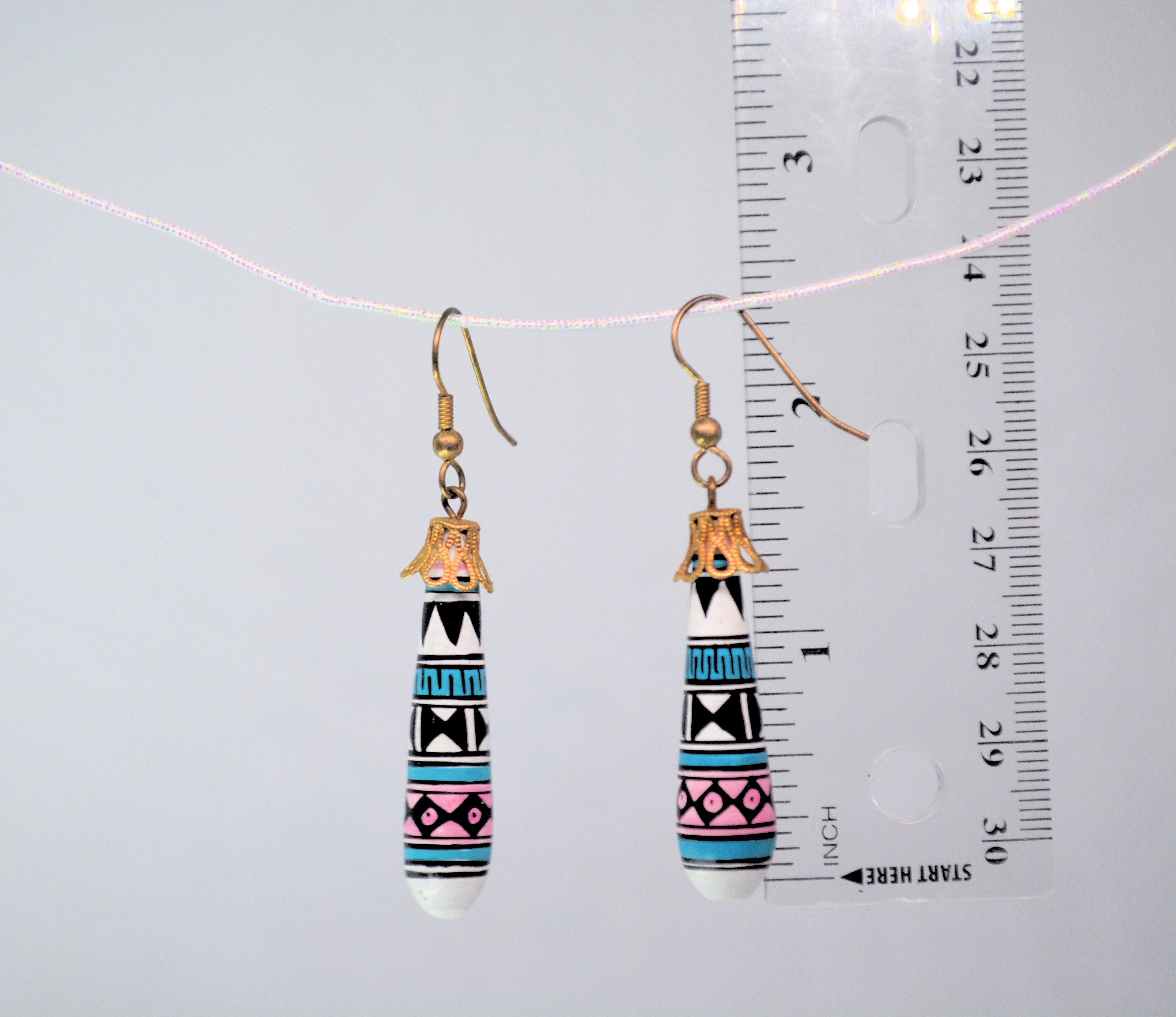Just Neat Stuff Pottery Dangle Earrings — back view