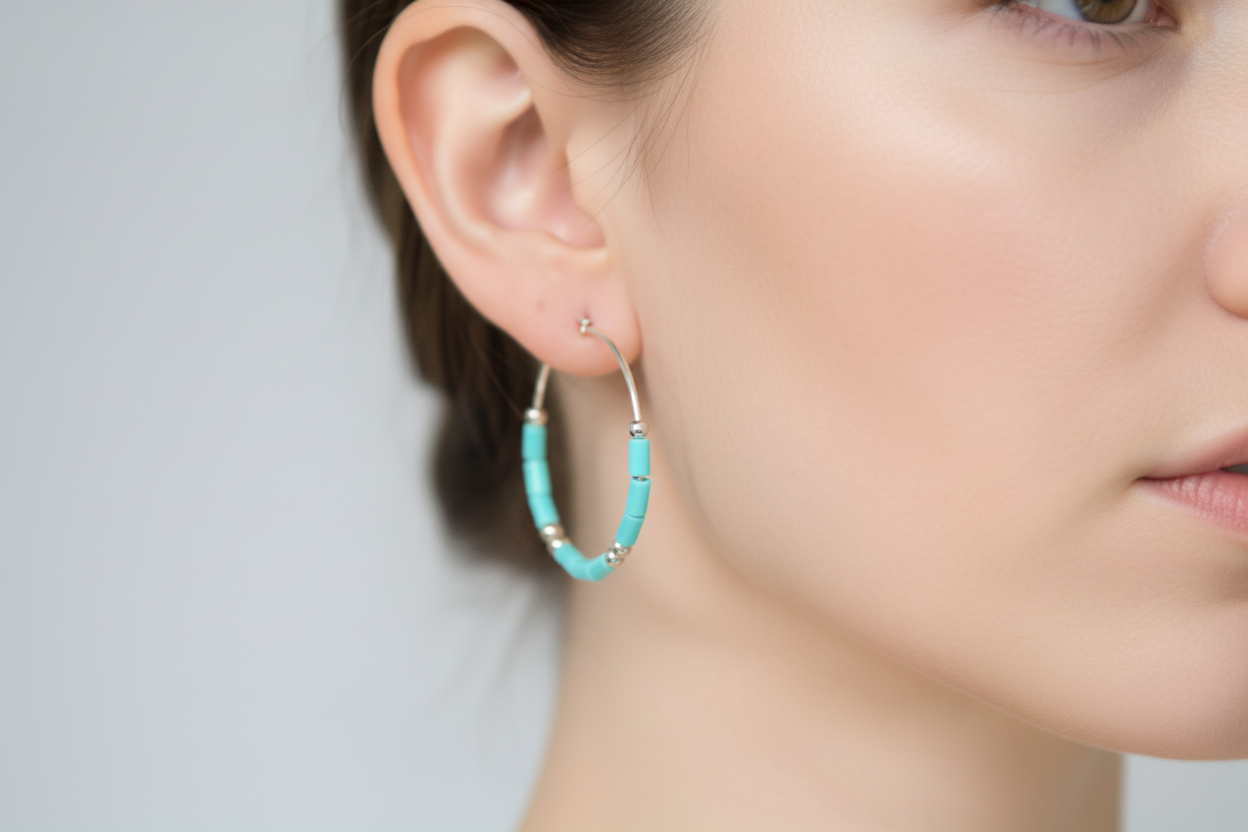 Turquoise hoop earrings