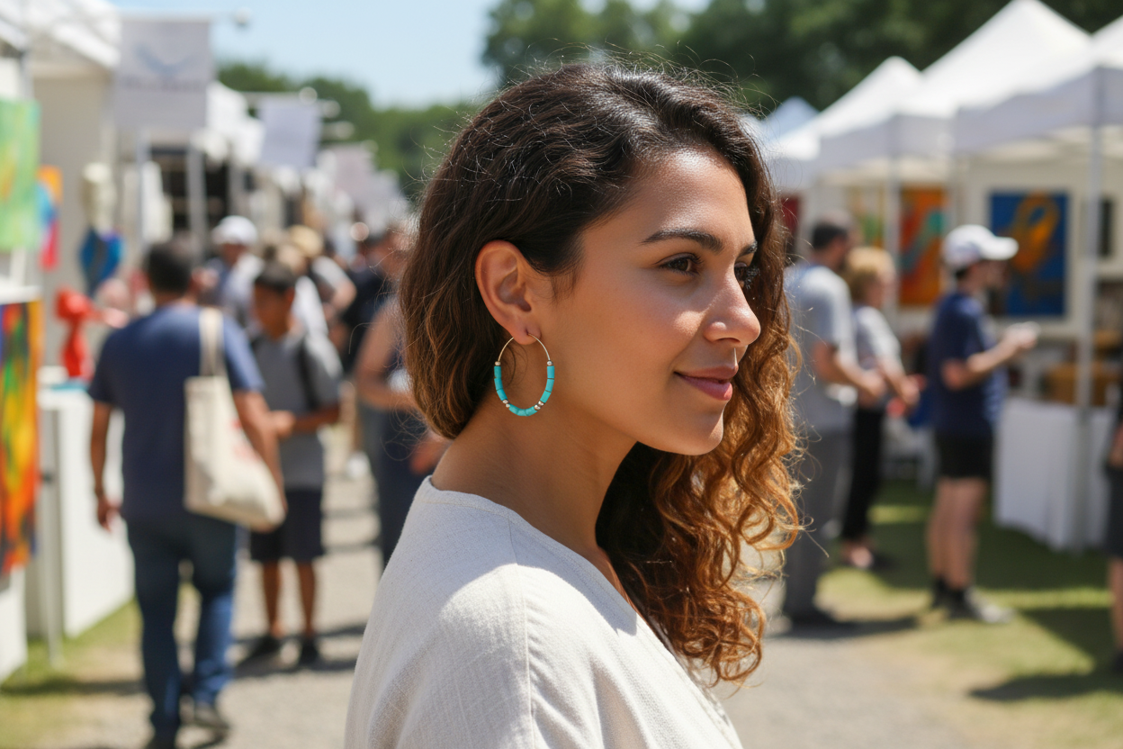 Turquoise hoop earrings