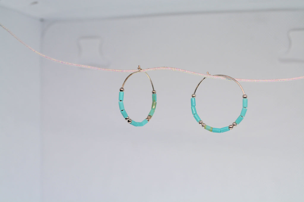 Just Neat Stuff Turquoise hoop earrings — alternative angle