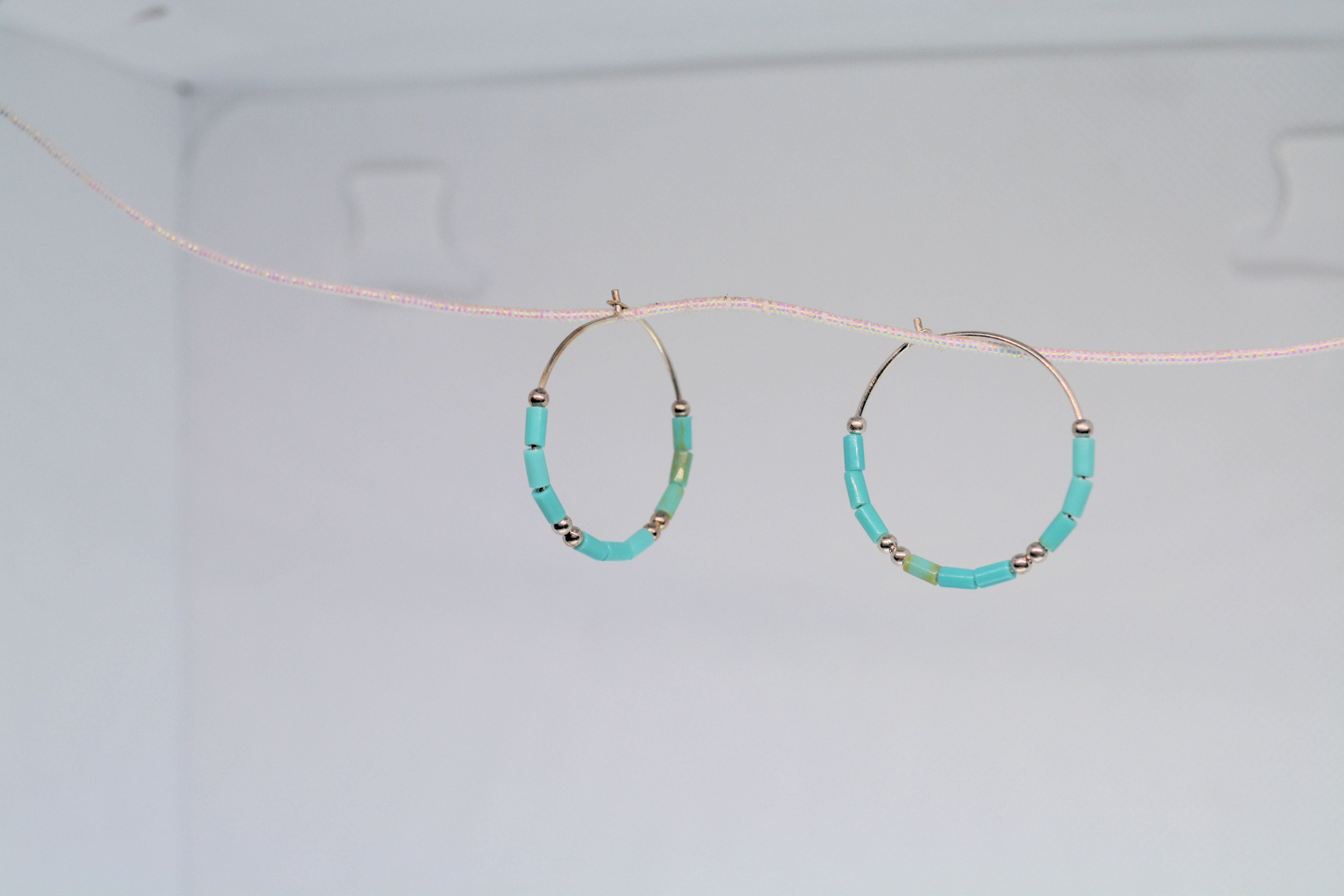 Just Neat Stuff Turquoise hoop earrings — alternative angle
