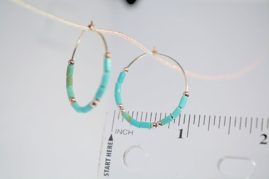 Just Neat Stuff Turquoise hoop earrings — size reference
