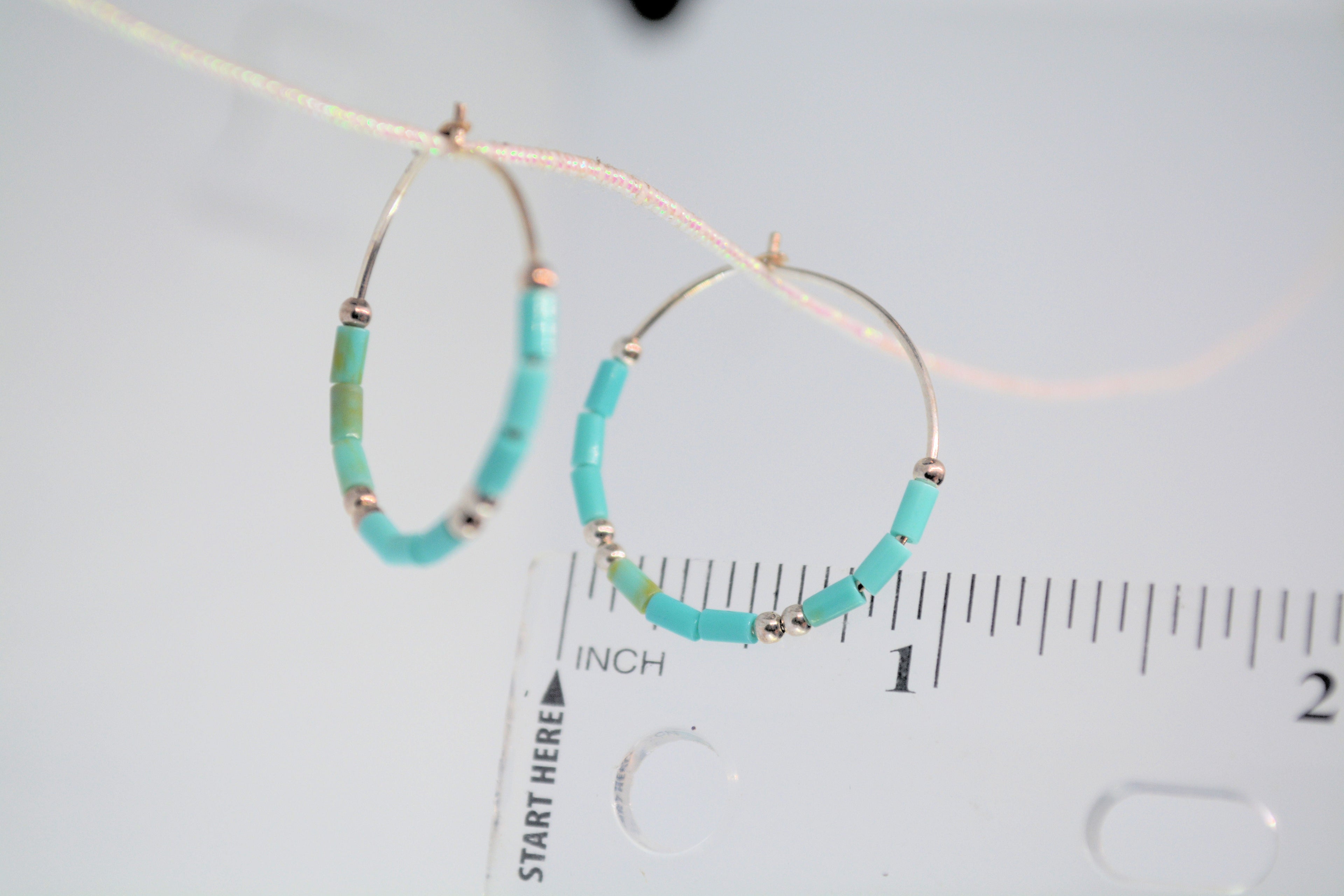 Just Neat Stuff Turquoise hoop earrings — size reference