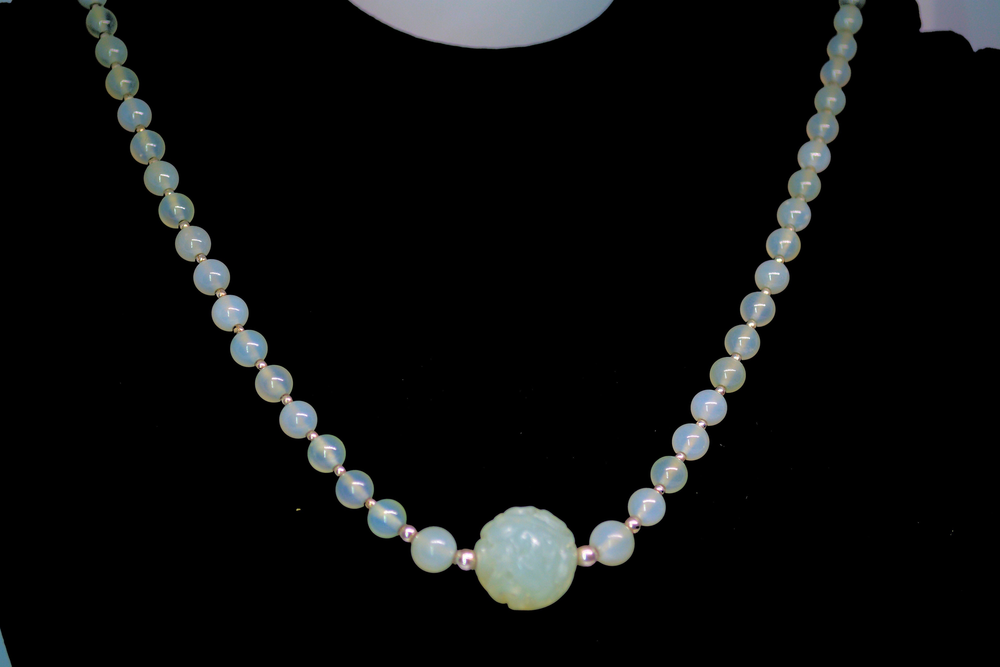 White Moonstone Beaded Necklace