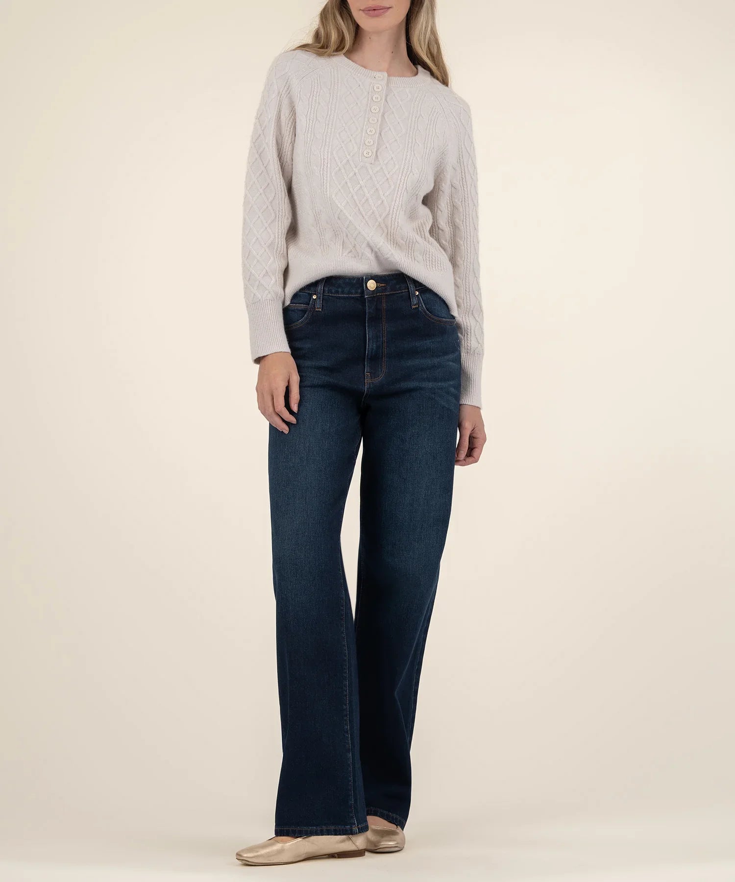 KADOU BOUTIQUE Lacy Turtle Neck With Front Buttons — main product shot